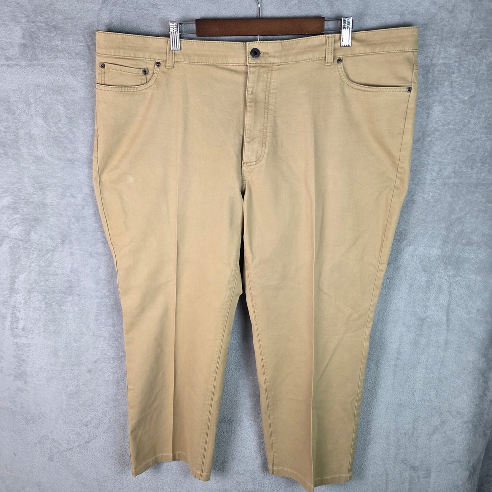 LL Bean Standard Fit Khaki Chino Pants Mens 44x28 Tan Stretch Cotton 503738